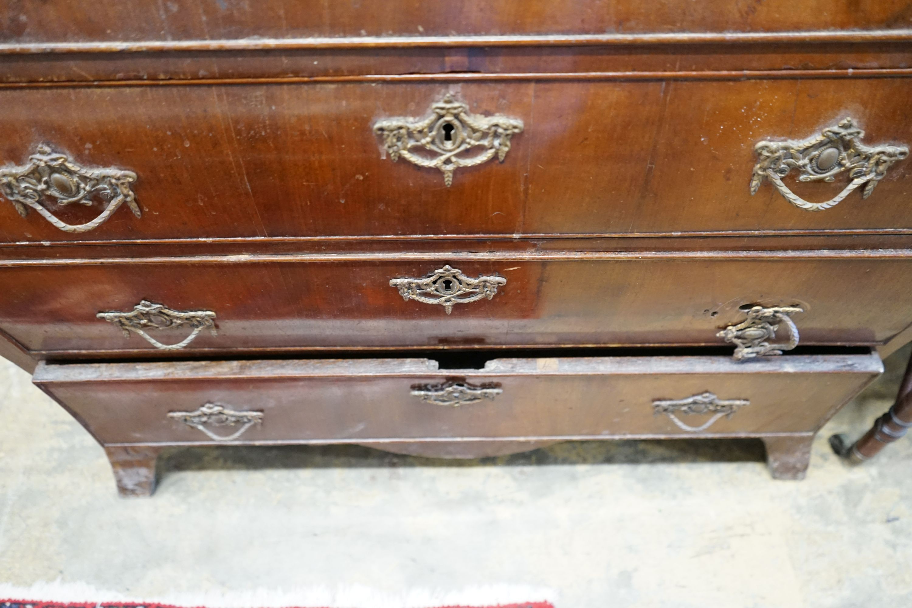 A Dutch mahogany four drawer bombe chest, width 89cm, depth 49cm, height 81cm